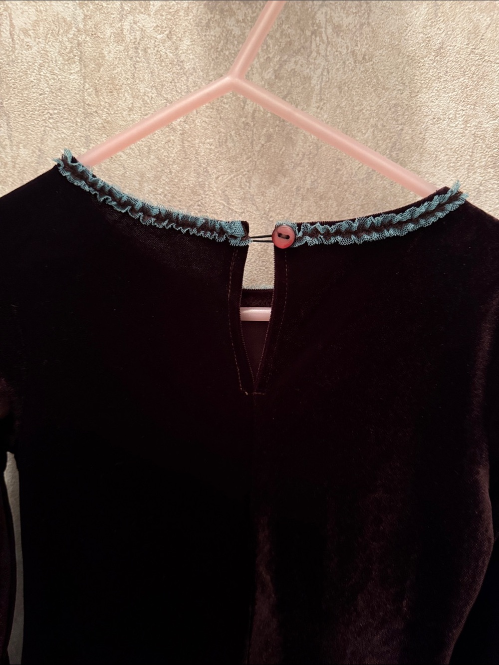 Girl size 5 Biscotti Brown Velvet Dress with Teal Trim EUC - Picture 7 of 7